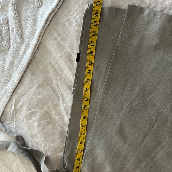 (S) Linen Wrap Skirt, Knee Length Circle Skirt-Beige - Picture 6 of 11